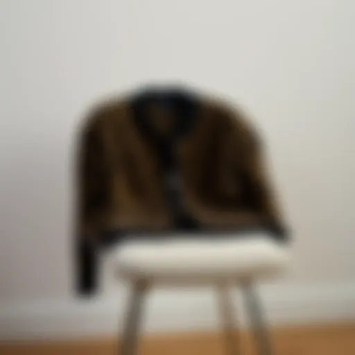 A stylish leopard cardigan draped elegantly on a minimalist chair