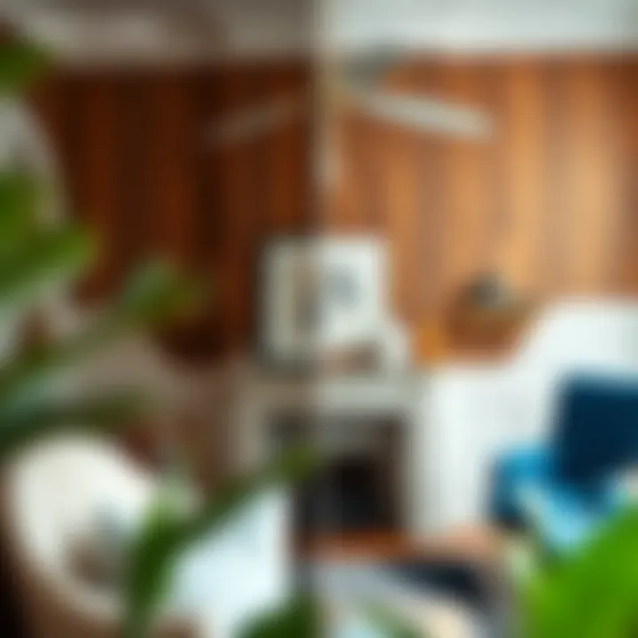 Before and after transformation using oak peel and stick wallpaper