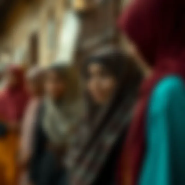 Historical Representation of Thick Hijabs Historical representation of women wearing thick hijabs in traditional settings