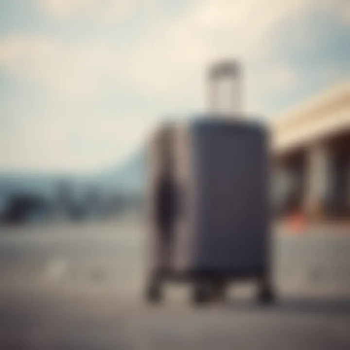 Sleek multifunctional suitcase on an airport tarmac