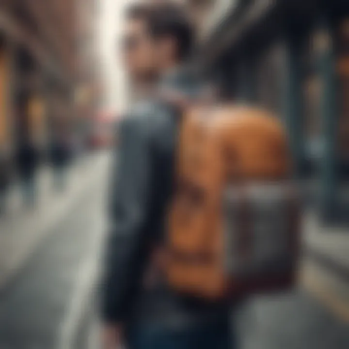 Urban commuter using a backpack with shoe compartment