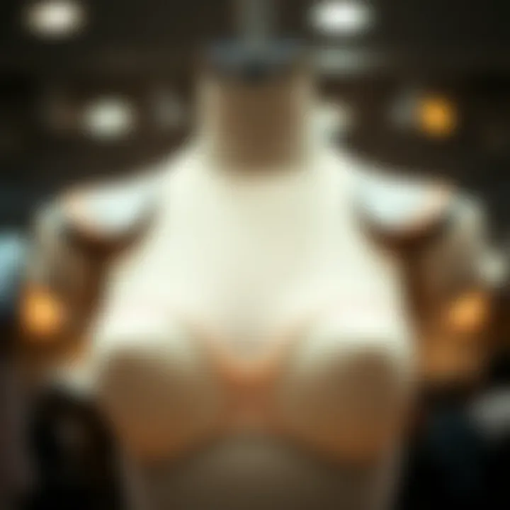 An Artistic Showcase of Contemporary Shoulderpad Design Elegant shoulderpad bra displayed on a mannequin