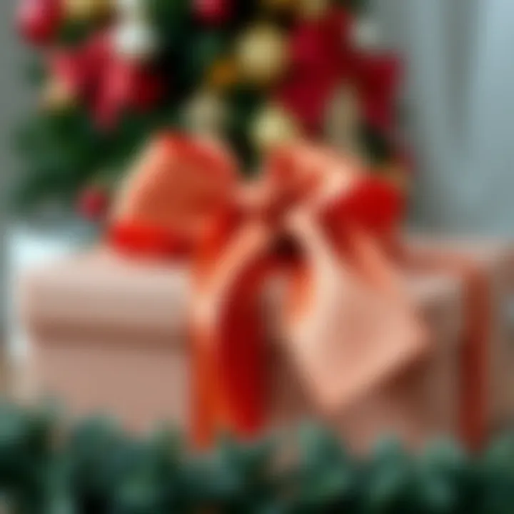 A beautifully wrapped gift adorned with a korker bow, illustrating its application in gift presentation