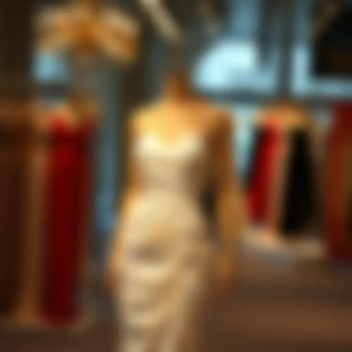 Elegant ruched spaghetti strap dress on display