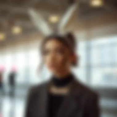 An artistic representation of bunny hairbands in a modern setting