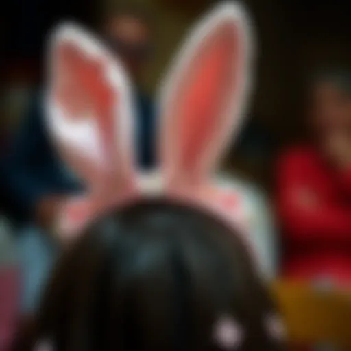 A fashionable bunny hairband adorned with intricate designs