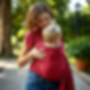 Demonstration of proper usage of a ring sling for optimal comfort