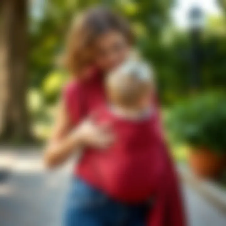 Demonstration of proper usage of a ring sling for optimal comfort