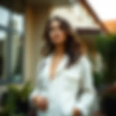 Sophistication in White Denim Style A sophisticated look featuring a thin white denim jacket