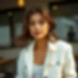 Stylish layering with a thin white denim jacket