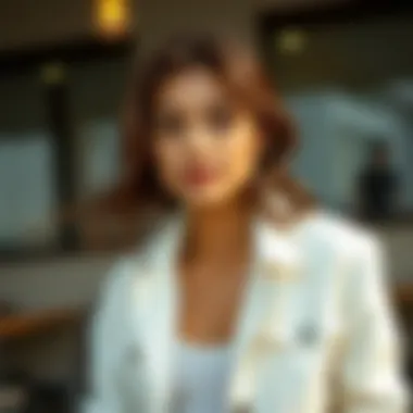 Layering Elegance with Thin White Denim Stylish layering with a thin white denim jacket