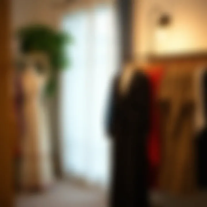 Authentic vintage long sleeve dress collection in a boutique setting