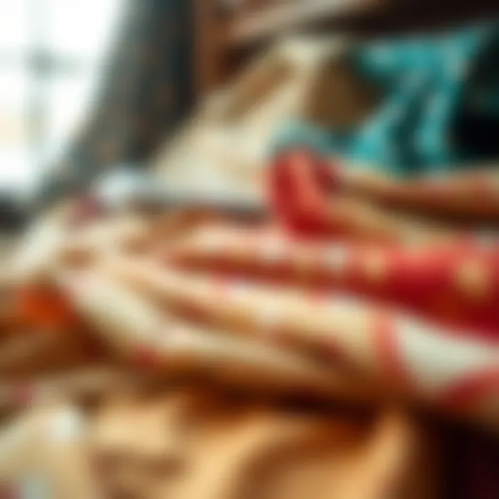 Variety of vintage fabrics showcasing unique patterns and textures