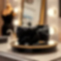 Elegant twist and clip headband displayed on a vanity