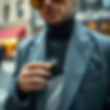 Integrating Style with Functionality A fashionable individual using a card holder