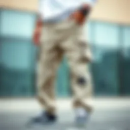 Stylish cargo pants showcasing unique letter graphics