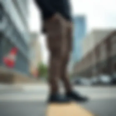 Fashion-forward styling of cargo pants in urban setting