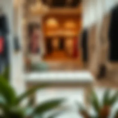 Elegant Foot Stool in Chic Fashion Boutique Elegant foot stool displayed in a chic fashion boutique