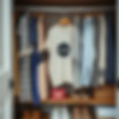 Organized Wardrobe with Labels A beautifully organized closet featuring round chalkboard labels for clothing