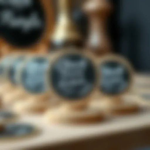 Stylish round chalkboard labels adorned with elegant typography