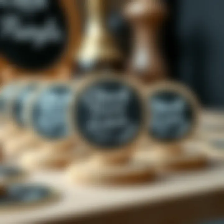 Chic Round Chalkboard Labels Stylish round chalkboard labels adorned with elegant typography