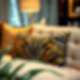 Luxurious tiger print lumbar pillow on a contemporary sofa