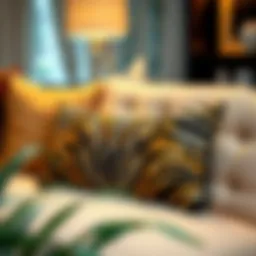 Luxurious tiger print lumbar pillow on a contemporary sofa