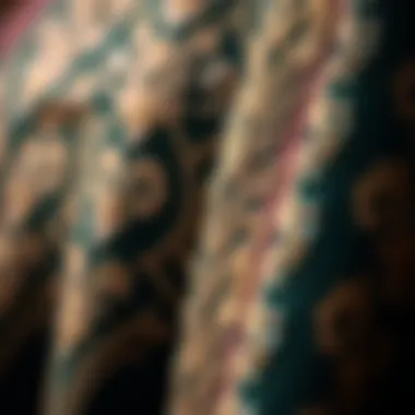 Textural Richness of Swing Dress Materials Close-up of intricate fabric patterns and textures