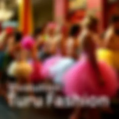 A historical timeline graphic depicting the evolution of tutus in adult fashion