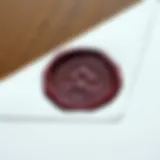 Elegant embossed seal on a letter