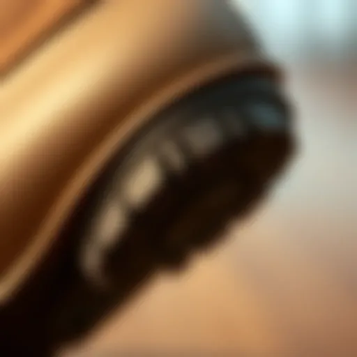 Close-up of thick heel grip showcasing texture and design