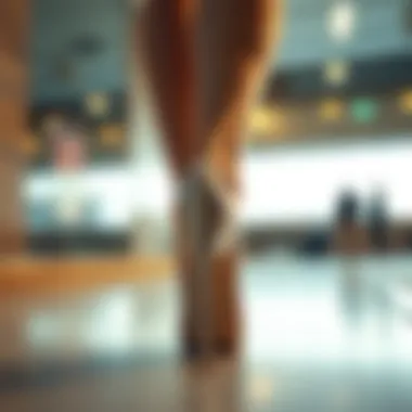 Thick heel grip in a stylish fashion setting