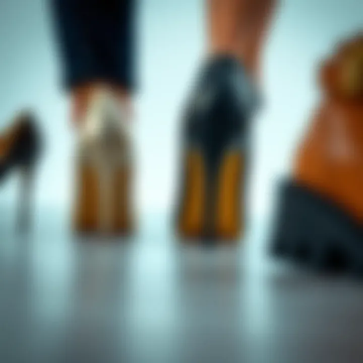 Comparison of various footwear with thick heel grips