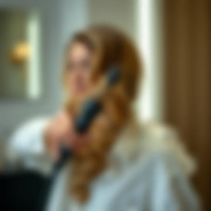 User demonstrating the ease of curling hair with an automatic curler