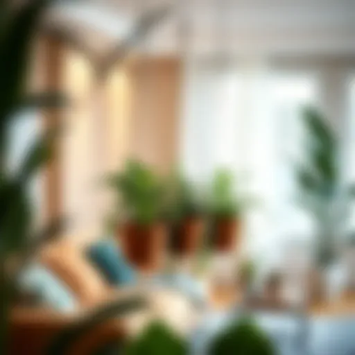 Decorative hanging plants supported by screw hooks in a modern living room