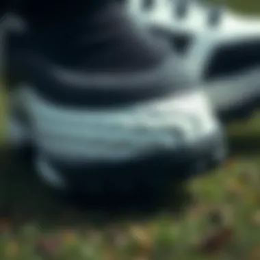 Close-up of rubber golf shoe material showcasing flexibility and durability
