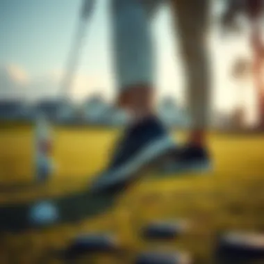 Golf course scene highlighting performance and traction of rubber footwear