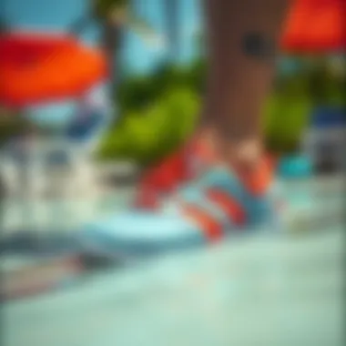 Stylish Waterproof Beach Footwear Stylish waterproof beach footwear in a vibrant setting