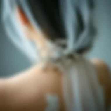 Elegant wedding veil clip adorned with intricate beadwork.