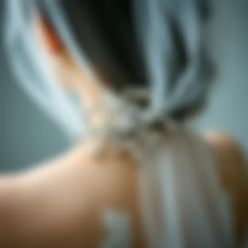 Elegant wedding veil clip adorned with intricate beadwork.