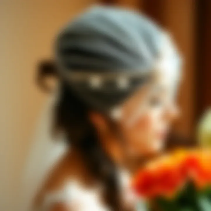 Modern geometric veil clip that adds a contemporary touch.