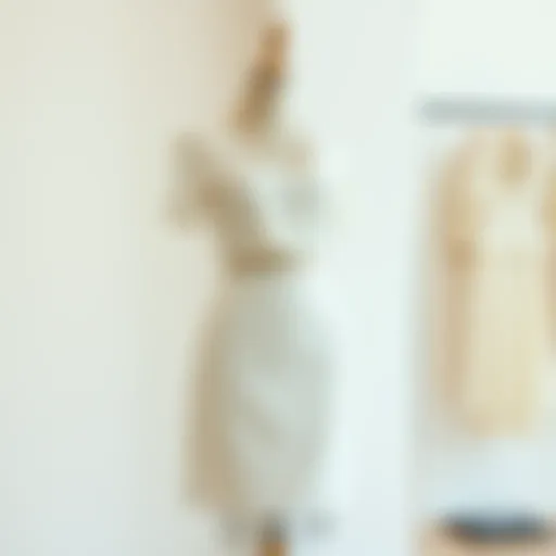 Elegant white two-piece set with skirt and top displayed on a mannequin