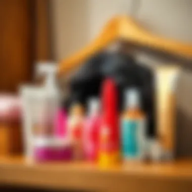 Essential Wig Care Accessories with Hanger Wig care products beside a hanger