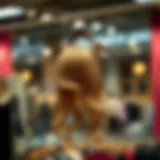 Elegant wig hanger displaying a stylish wig