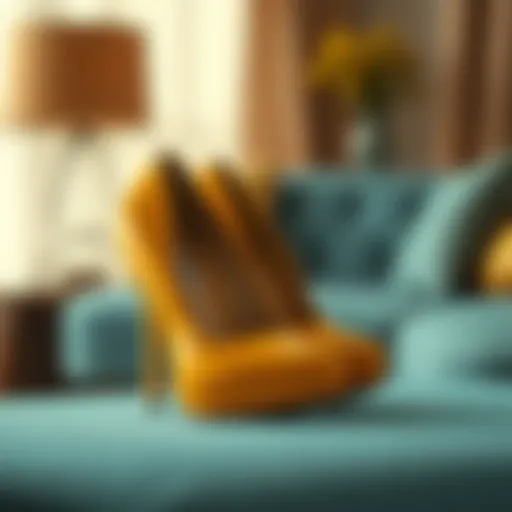 Glamorous Yellow High Heel Pumps A glamorous pair of yellow high heel pumps on a stylish background